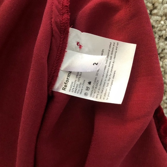 Reformation Peri Crimson Red Velvet Mini Dress - Picture 6 of 7